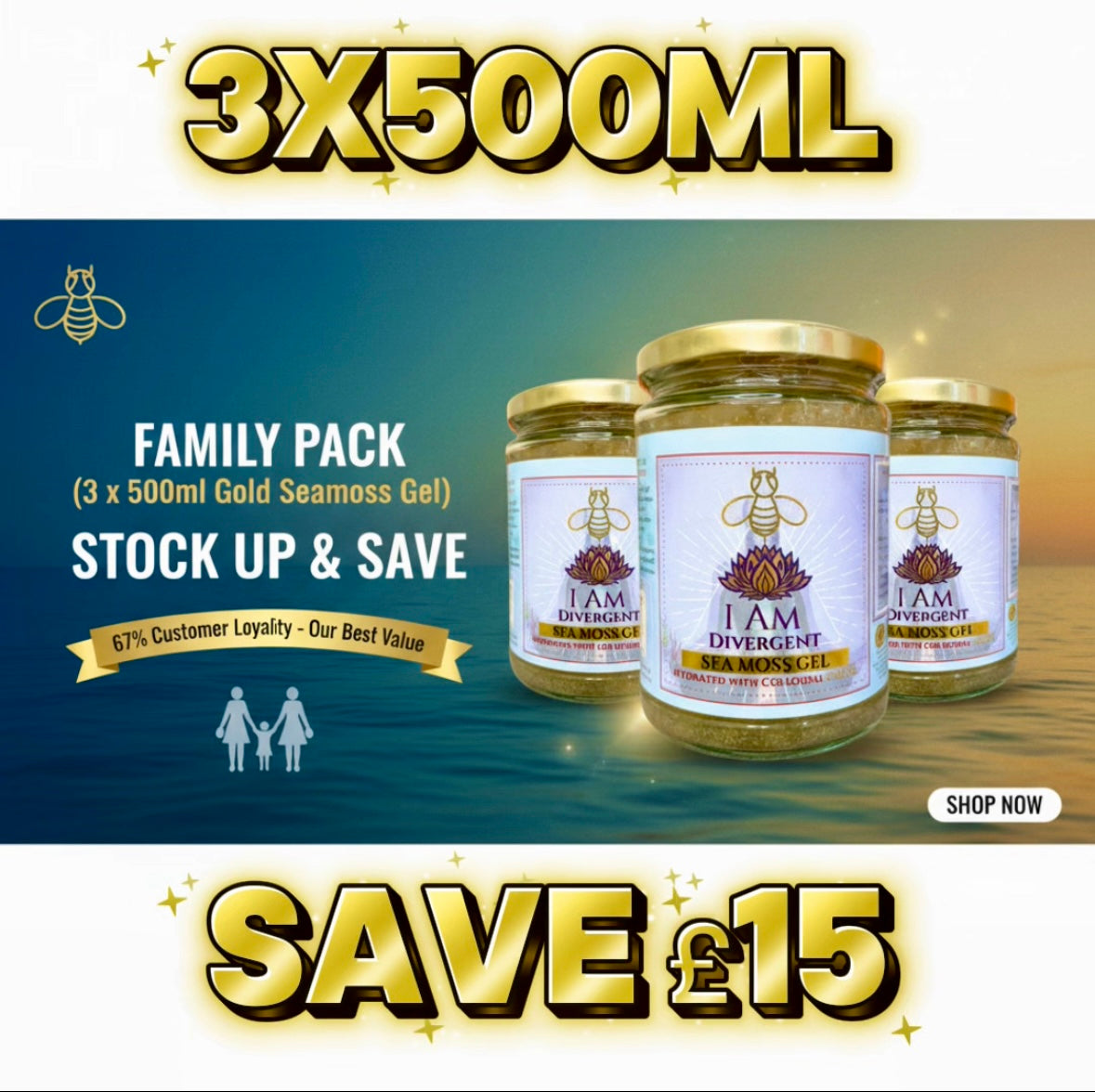 SEAMOSS GEL 500ml x 3 🔥 COLLOIDAL GOLD - SUPER SAVER FAMILY PACK  ⭐️⭐️⭐️⭐️⭐️  🚚💨 48hr Fast Delivery!