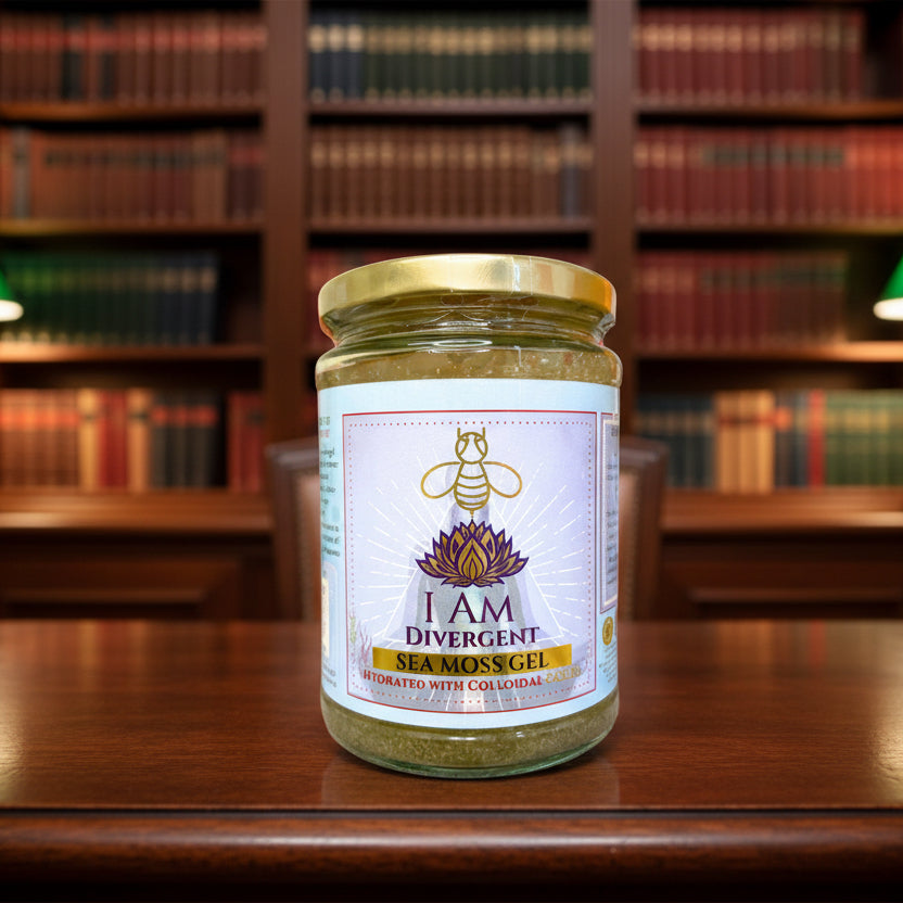 Premium wild-crafted sea moss gel with gold 500ml jar